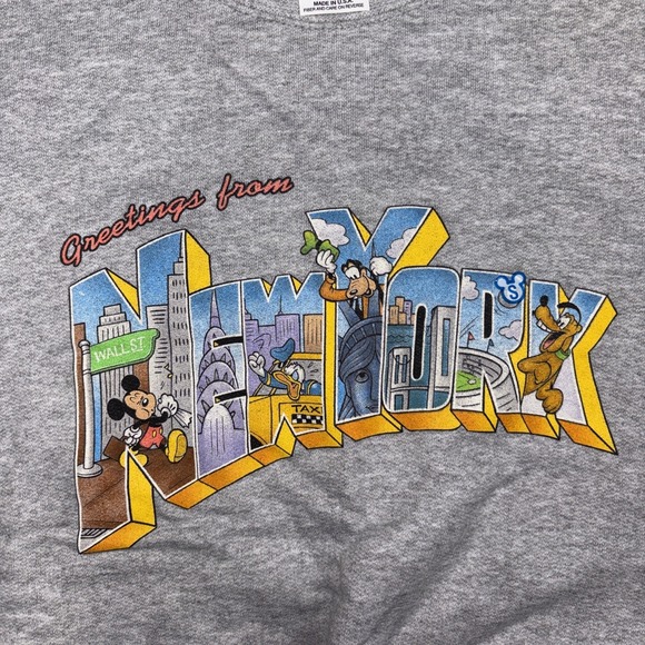 VTG Disney Store Greetings New York Mickey Mouse Small Sweatshirt USA Deadstock - Picture 5 of 9